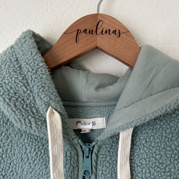 Madewell Jacket Womens XS Frosted Willow Green Resourced Fleece Hooded Full Zip - Picture 9 of 9